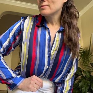 NWT Peck & Peck Striped Satin Buttondown, size S